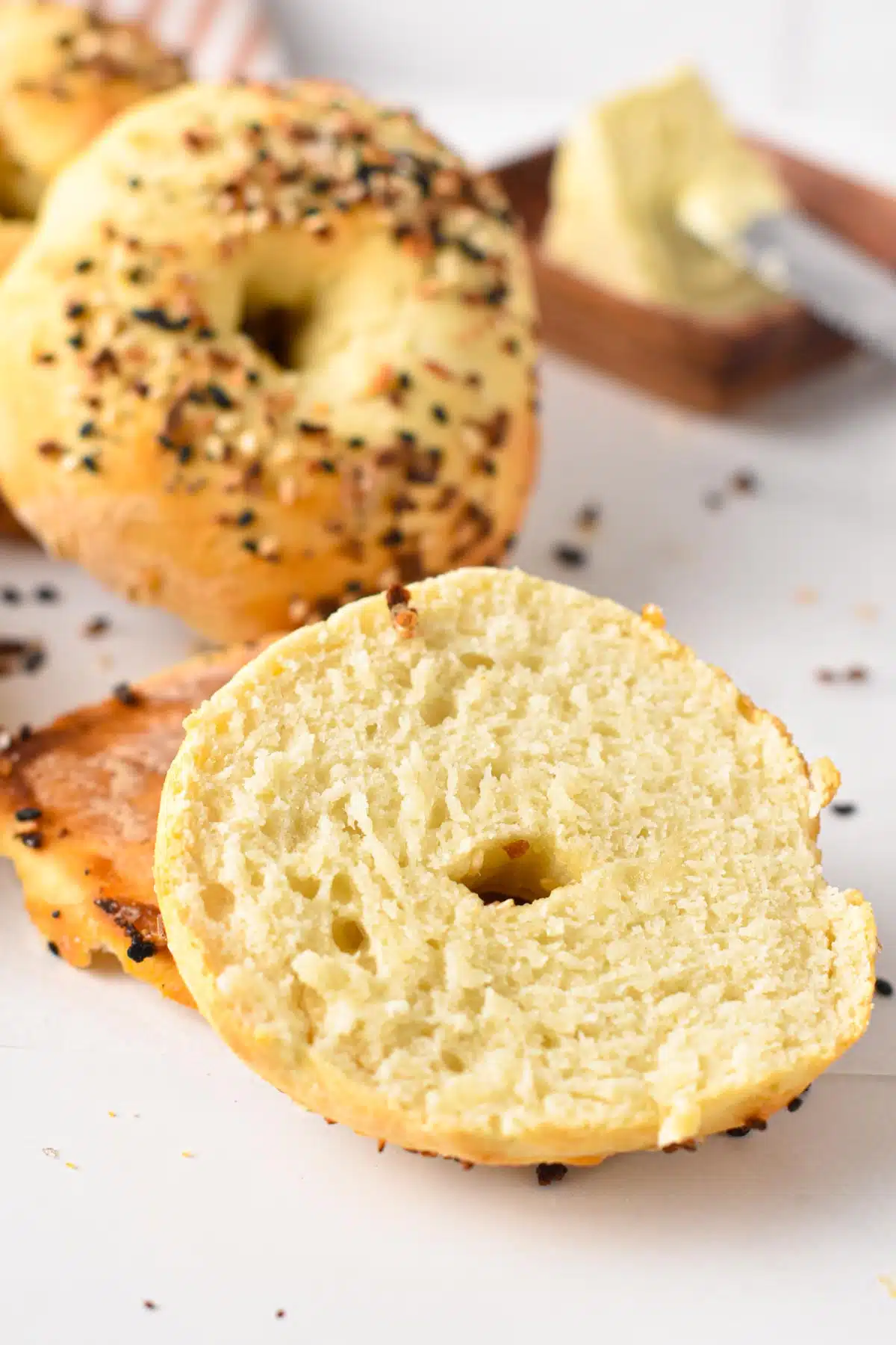 These 3 ingredient bagels is the most easy bagel recipe, no boiling needed and with a delicious chewy, soft texture. Plus, they are also high-protein and healthy for you made with only 3 simple wholesome ingredients.