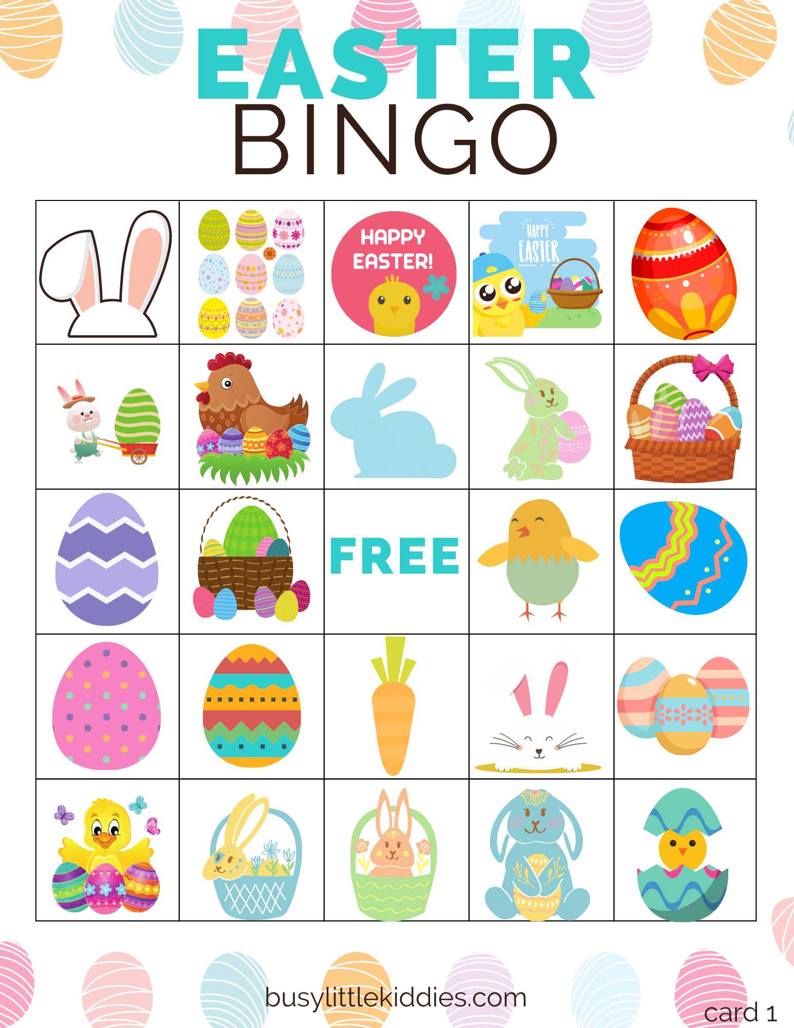 Easter bingo free printable 5 players
