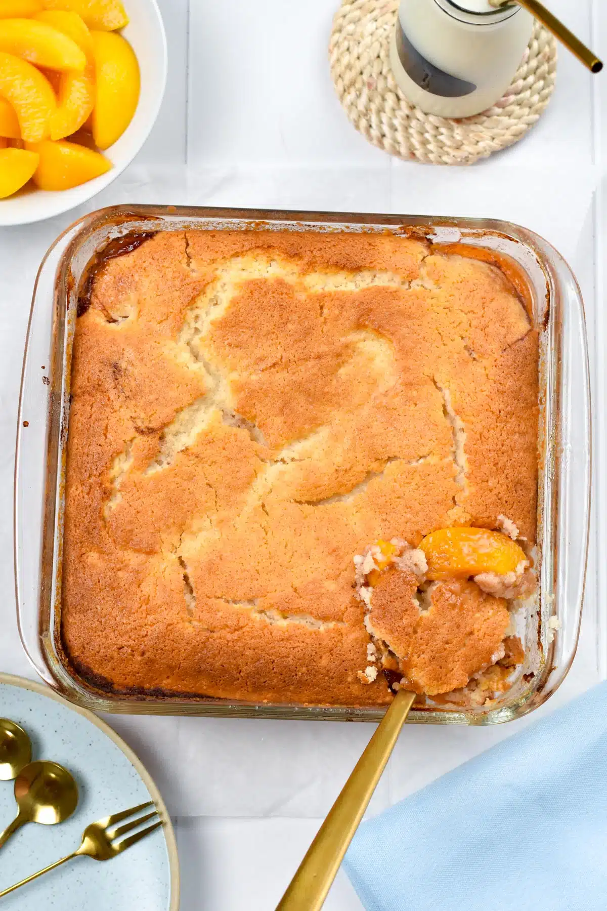 This Peach Cobbler with cake mix is the easiest dessert you will ever make. Plus, you don't need eggs or fancy ingredients to make this easy cobbler recipe, and barely 10 minutes to put together.This Peach Cobbler with cake mix is the easiest dessert you will ever make. Plus, you don't need eggs or fancy ingredients to make this easy cobbler recipe, and barely 10 minutes to put together.