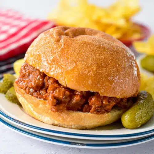This Easy Sloppy Joe Recipe 3 ingredients is my go to dinner on busy days. Plus, the kids love this easy recipe and it's perfect to feed a crowd in no time.