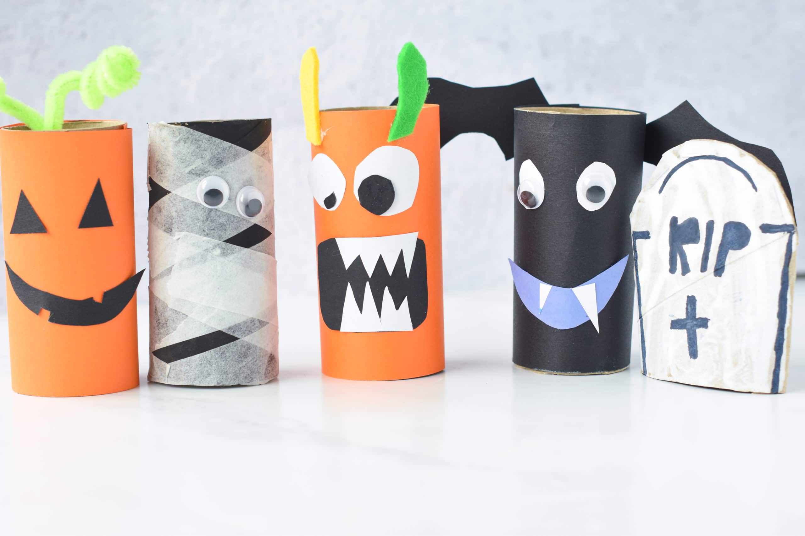 Halloween Crafts made with toilet paper rolls