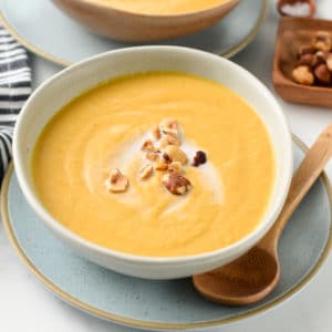 Hazelnut Soup Parsnip soup Butternut vegan dairy free easy soup rapunzel