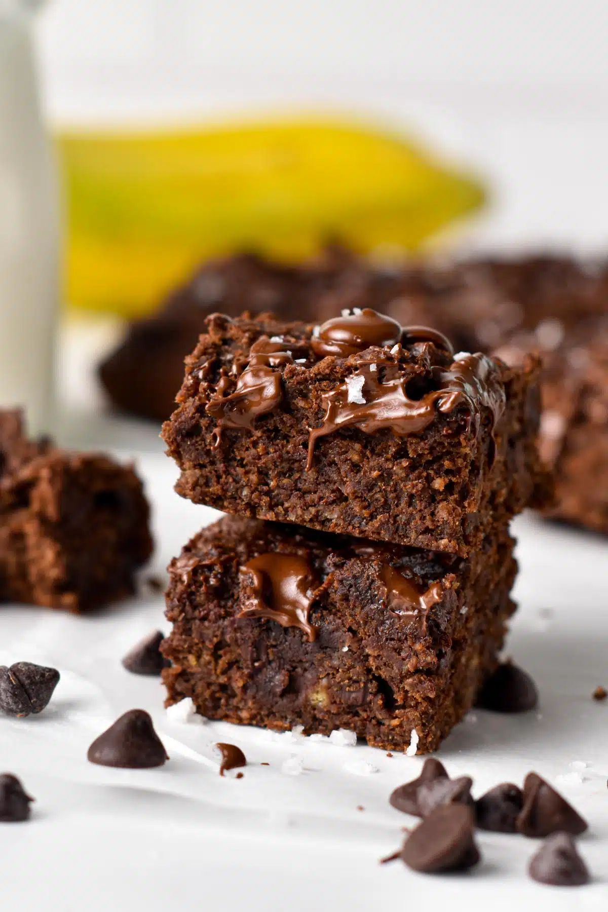 These Healthy Banana Brownies are  the most delicious fudgy brownies made with wholesome ingredients. Plus, they are naturally vegan, dairy-free and nut-free so you can share with all your family and friends.