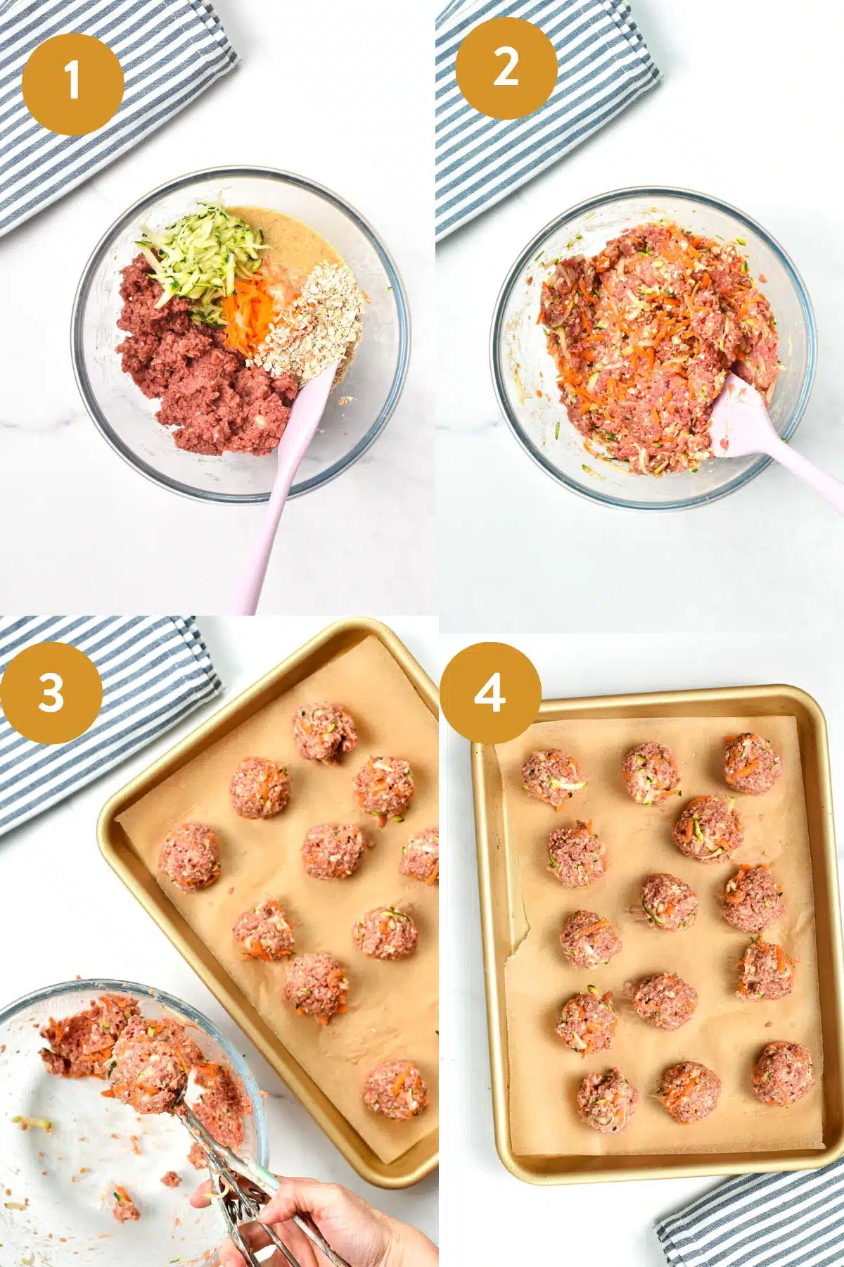 steps by steps picture to make  meatballs for dogs