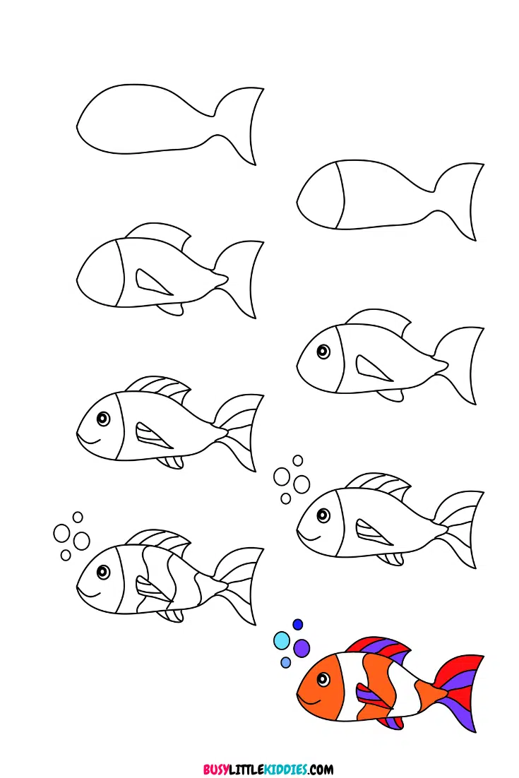 Drawing a Cartoon Fish with Easy Sketching Instructions - How to