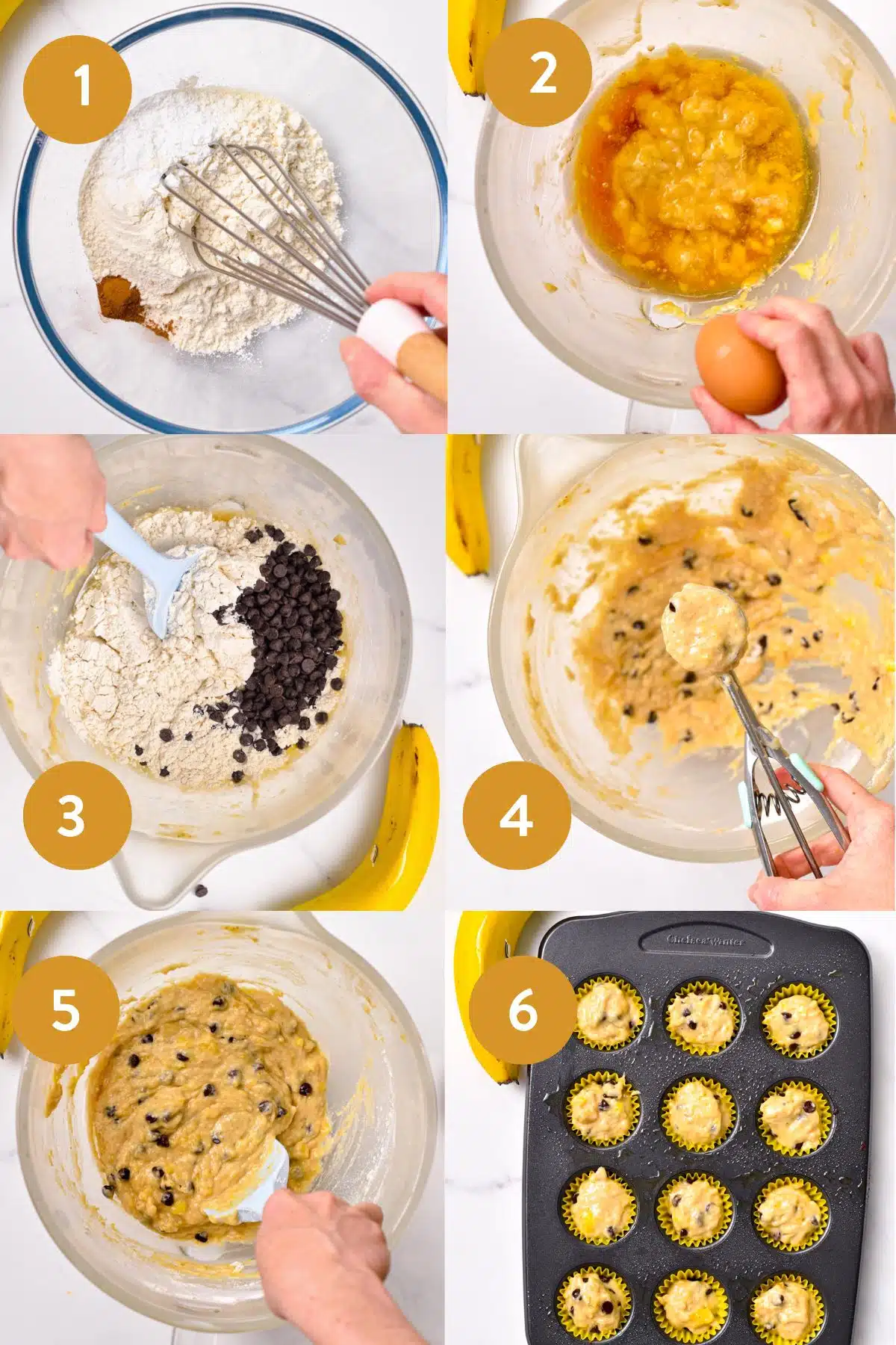 How to make mini banana chocolate chip muffins