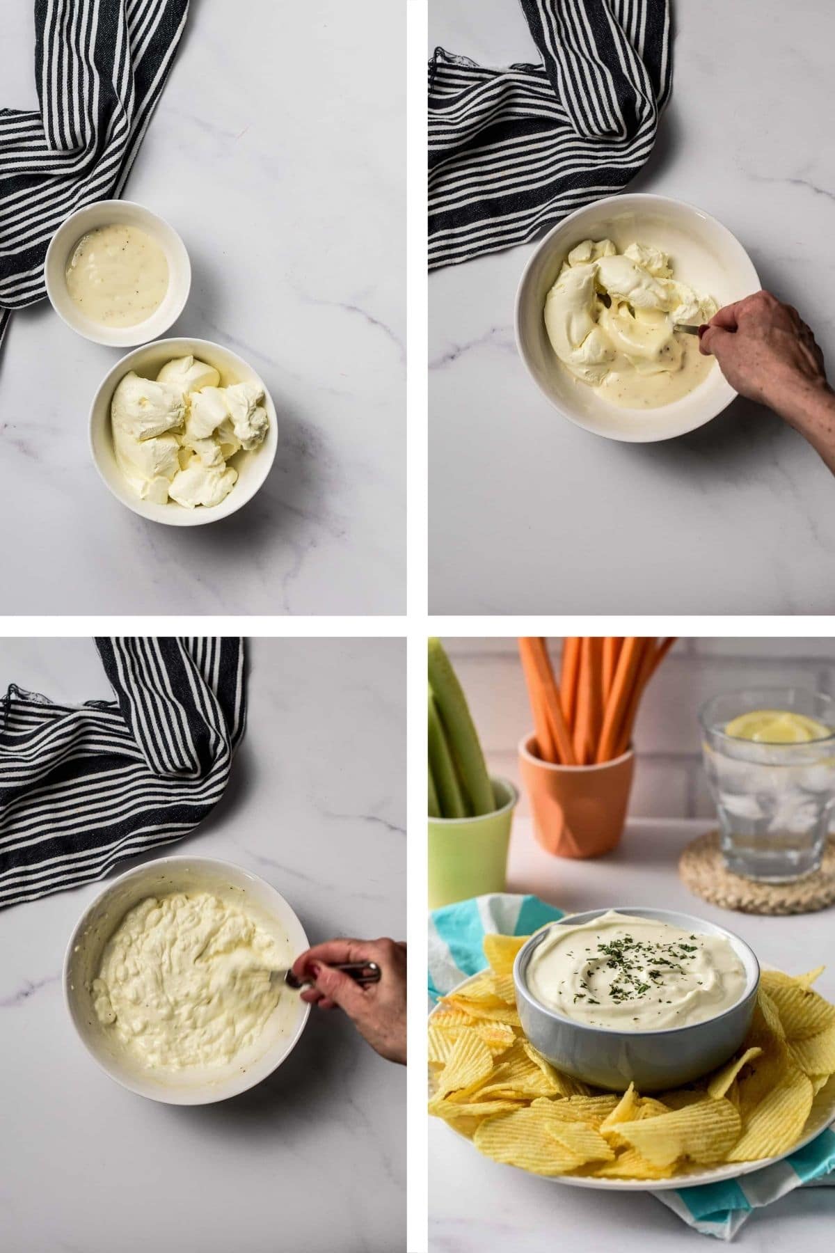 2-Ingredient Sour Cream Dip Instruction Collage