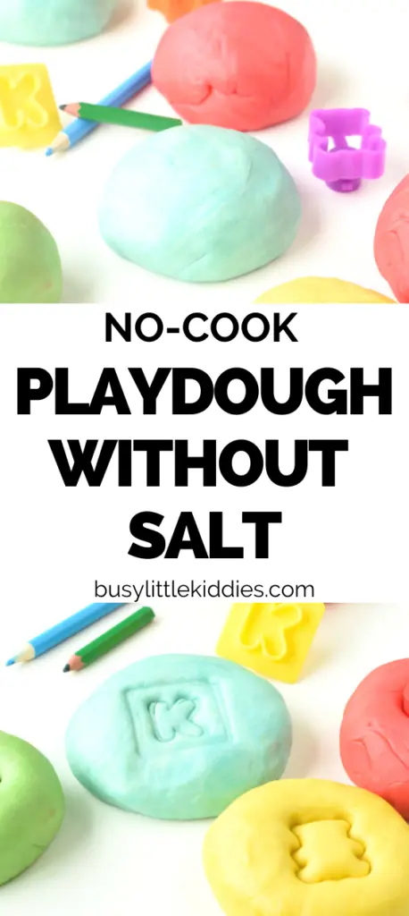 No-cook Homemade Playdough recipe without salt