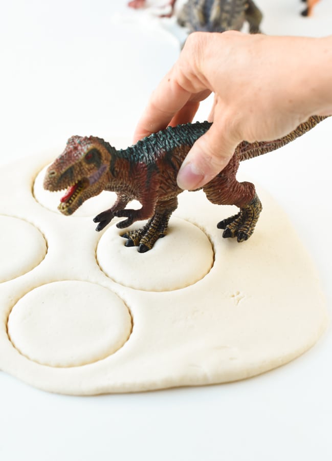 Salt dough dinosaur fossils stamps