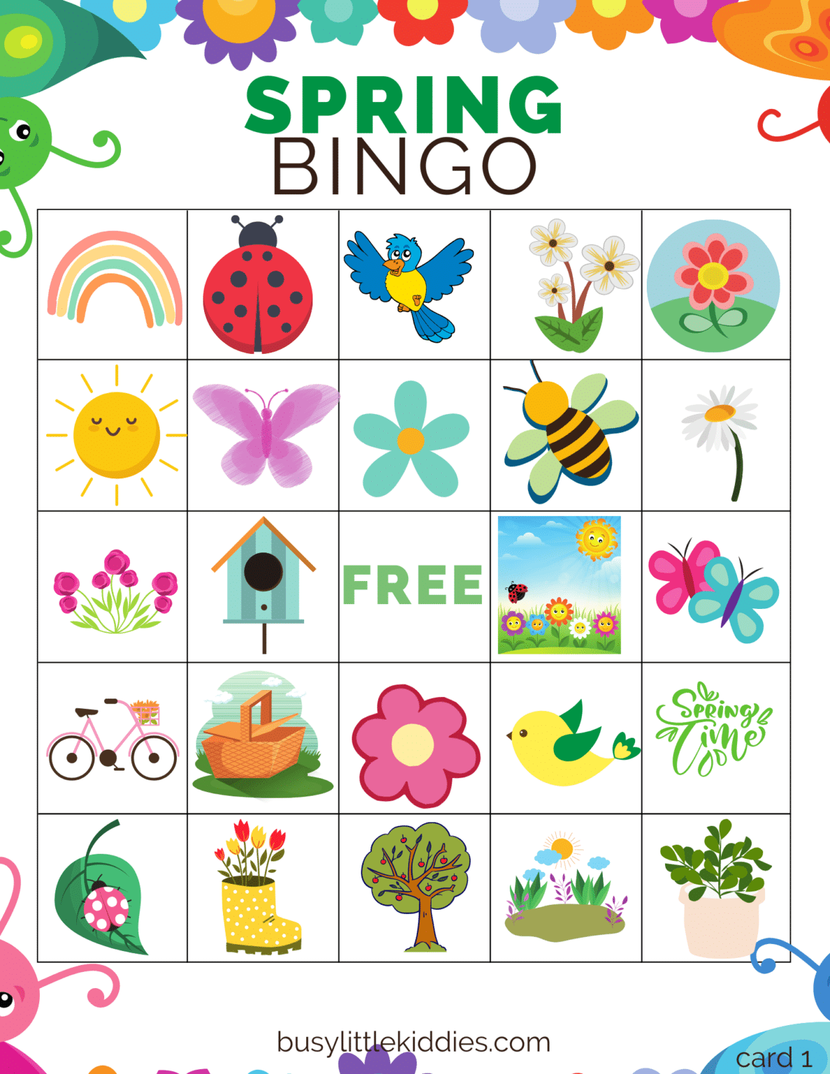Free Printable Spring Bingo Cards With Pictures
